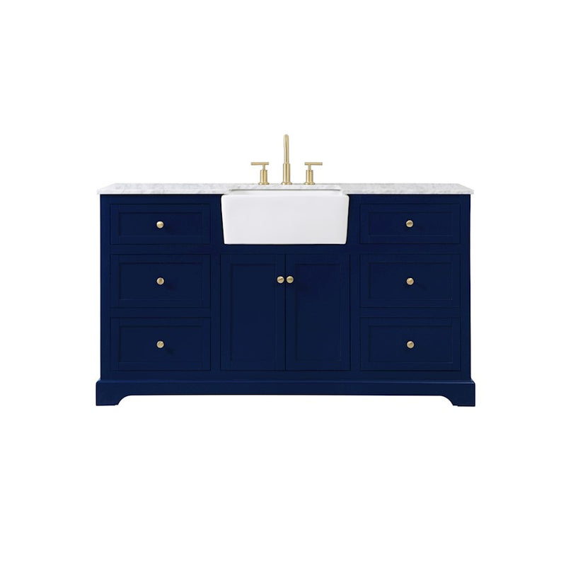 Elegant Kitchen/Bath Franklin 60" Single Bathroom Vanity, Blue - VF60260BL