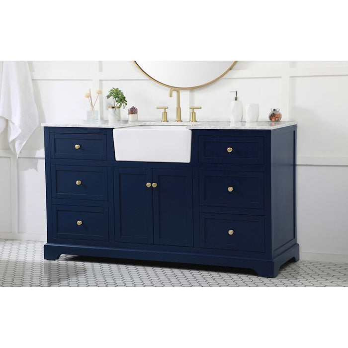 Elegant Kitchen/Bath Franklin 60" Single Bathroom Vanity, Blue