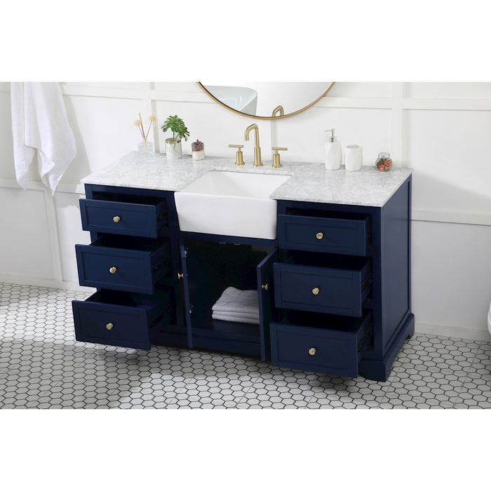 Elegant Kitchen/Bath Franklin 60" Single Bathroom Vanity, Blue