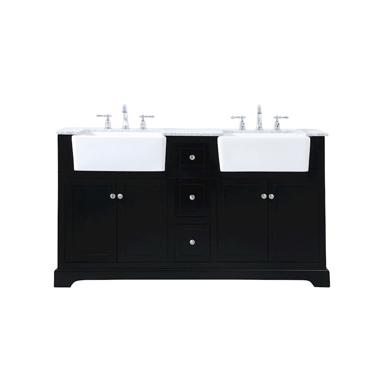 Elegant Kitchen/Bath Franklin 60" Double Bathroom Vanity, Black - VF60260DBK