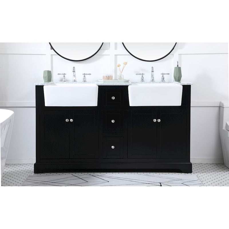 Elegant Kitchen/Bath Franklin 60" Double Bathroom Vanity, Black