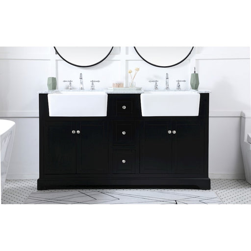 Elegant Kitchen/Bath Franklin 60" Double Bathroom Vanity, Black