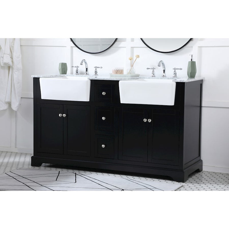 Elegant Kitchen/Bath Franklin 60" Double Bathroom Vanity, Black