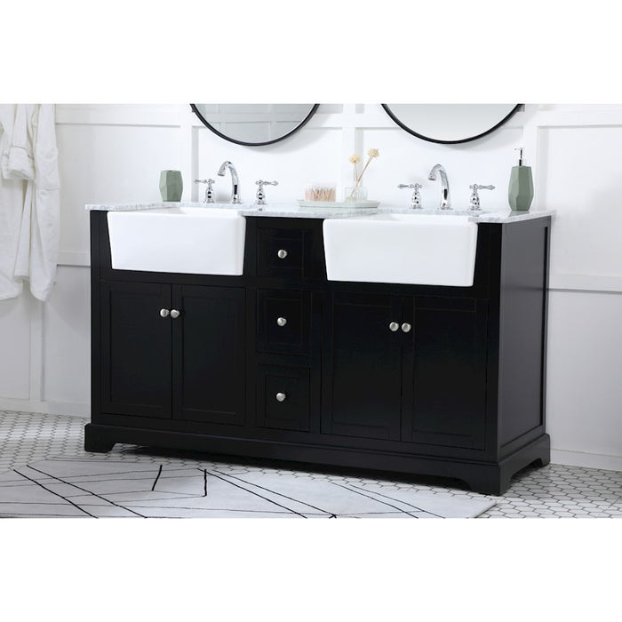 Elegant Kitchen/Bath Franklin 60" Double Bathroom Vanity, Black