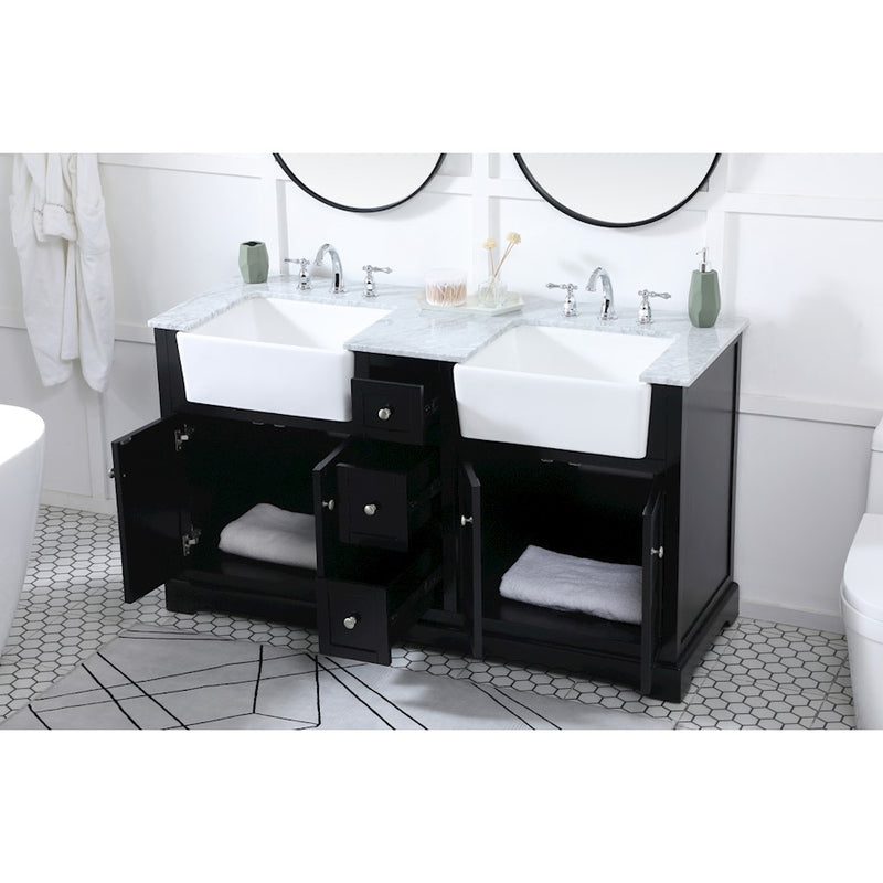 Elegant Kitchen/Bath Franklin 60" Double Bathroom Vanity, Black