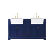 Elegant Kitchen/Bath Franklin 60" Double Bathroom Vanity, Blue - VF60260DBL