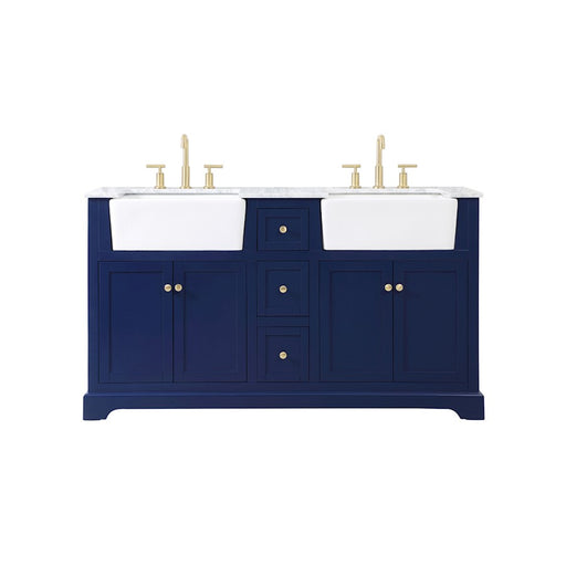 Elegant Kitchen/Bath Franklin 60" Double Bathroom Vanity, Blue - VF60260DBL