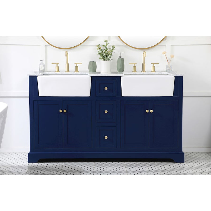 Elegant Kitchen/Bath Franklin 60" Double Bathroom Vanity, Blue