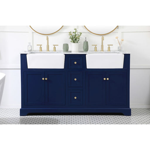 Elegant Kitchen/Bath Franklin 60" Double Bathroom Vanity, Blue