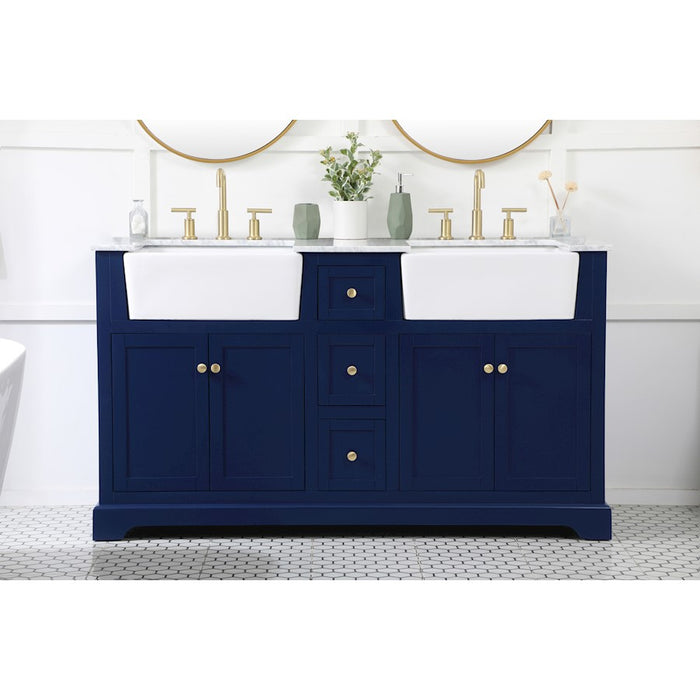 Elegant Kitchen/Bath Franklin 60" Double Bathroom Vanity, Blue