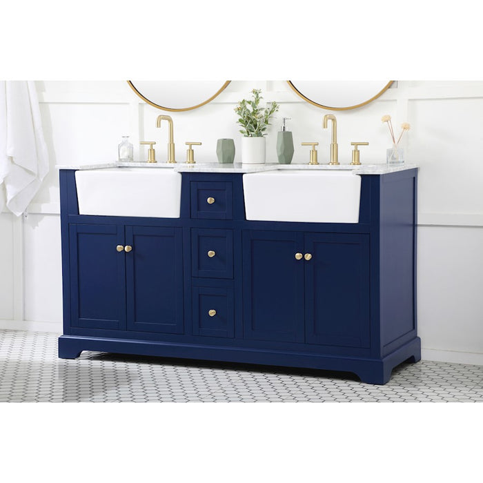 Elegant Kitchen/Bath Franklin 60" Double Bathroom Vanity, Blue