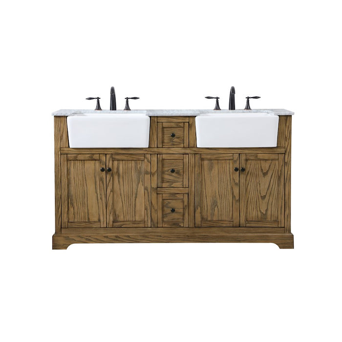 Elegant Kitchen/Bath Franklin 60" Double Bathroom Vanity, Driftwood - VF60260DDW