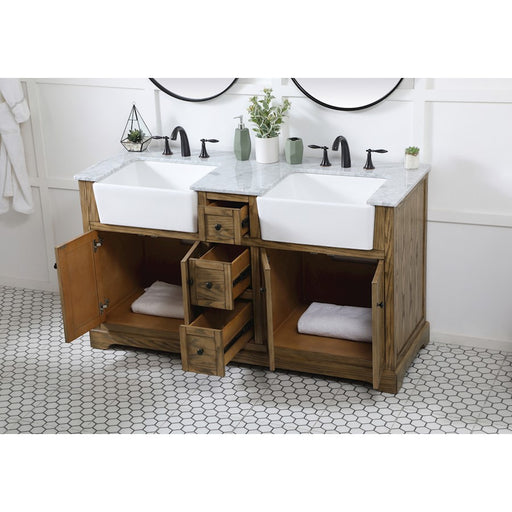 Elegant Kitchen/Bath Franklin 60" Double Bathroom Vanity, Driftwood