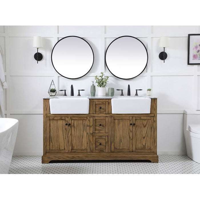 Elegant Kitchen/Bath Franklin 60" Double Bathroom Vanity, Driftwood