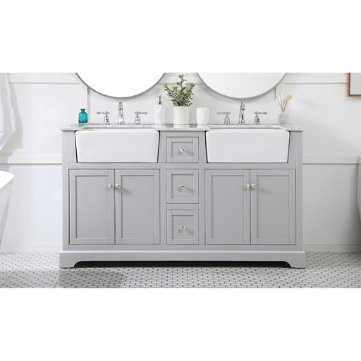 Elegant Kitchen/Bath Franklin 60" Double Bathroom Vanity, Grey