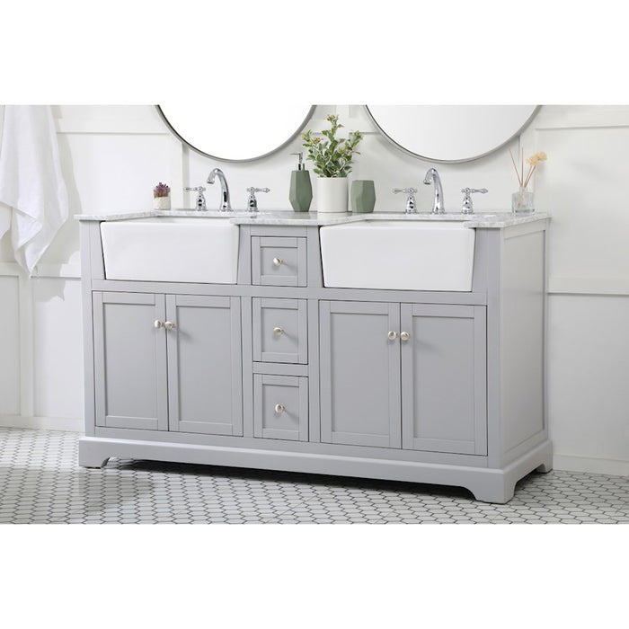 Elegant Kitchen/Bath Franklin 60" Double Bathroom Vanity, Grey