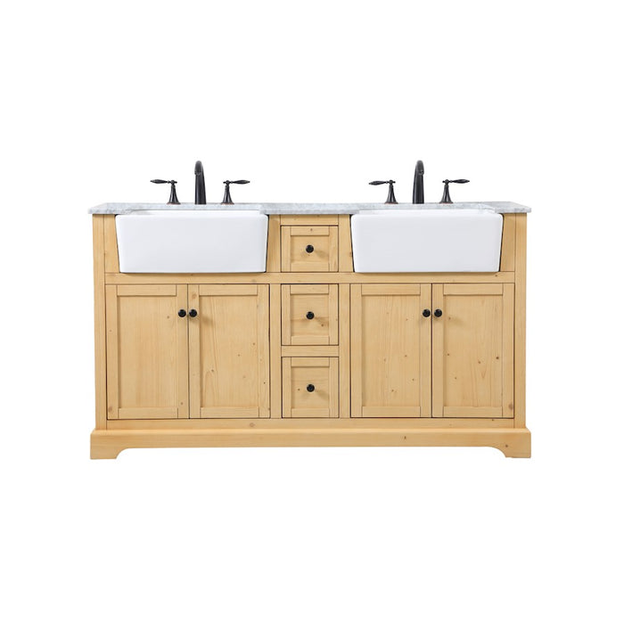 Elegant Franklin 60" Double Bathroom Vanity, Natural Wood - VF60260DNW