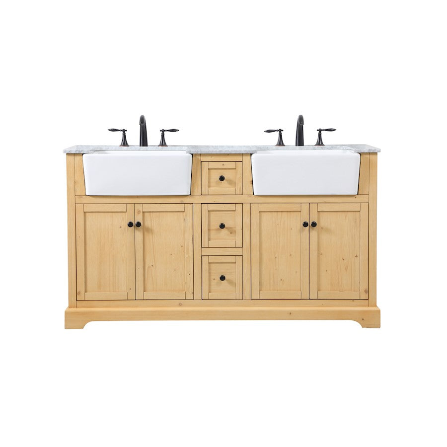 Elegant Franklin 60" Double Bathroom Vanity, Natural Wood - VF60260DNW