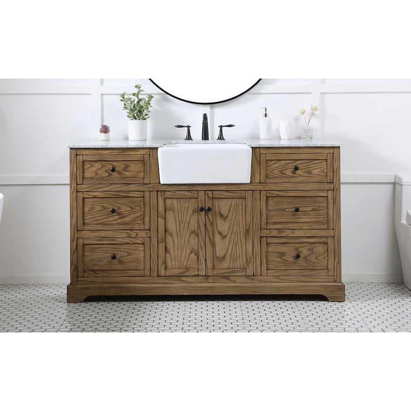 Elegant Kitchen/Bath Franklin 60" Single Bathroom Vanity, Driftwood