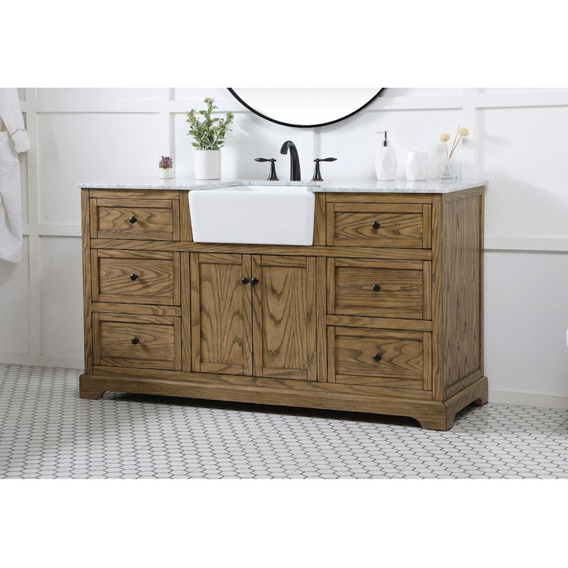 Elegant Kitchen/Bath Franklin 60" Single Bathroom Vanity, Driftwood