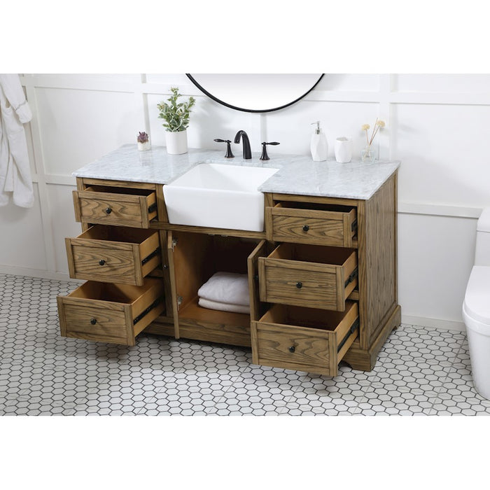 Elegant Kitchen/Bath Franklin 60" Single Bathroom Vanity, Driftwood