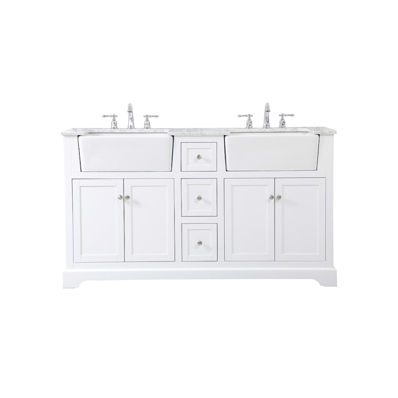Elegant Kitchen/Bath Franklin 60" Double Bathroom Vanity, White - VF60260DWH