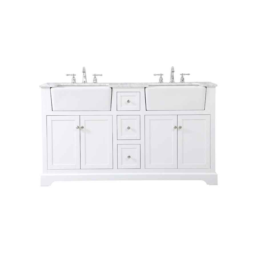 Elegant Kitchen/Bath Franklin 60" Double Bathroom Vanity, White - VF60260DWH