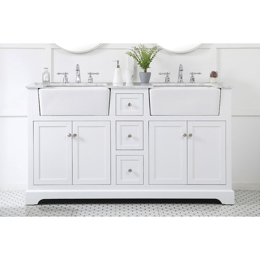 Elegant Kitchen/Bath Franklin 60" Double Bathroom Vanity, White