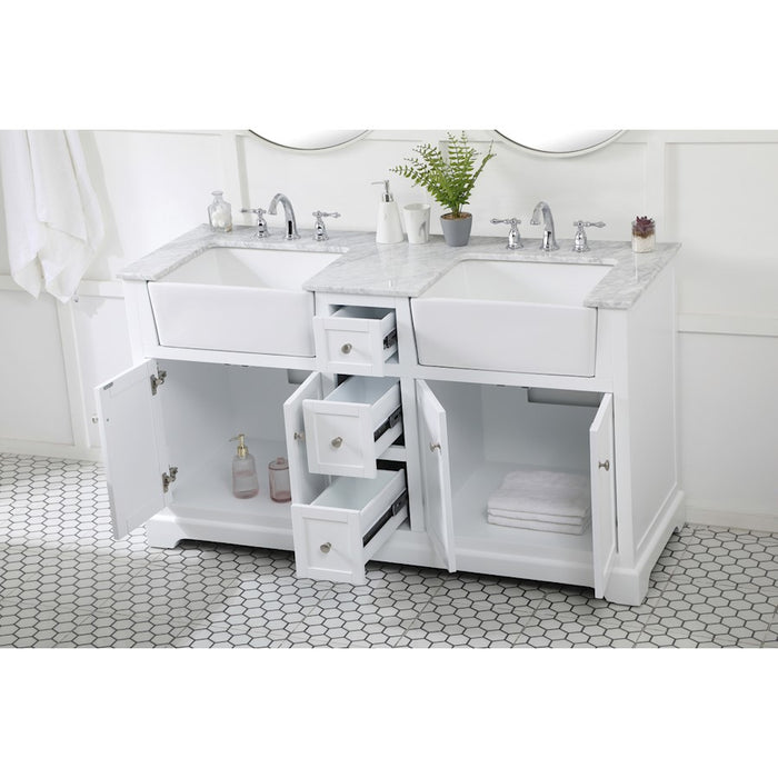 Elegant Kitchen/Bath Franklin 60" Double Bathroom Vanity, White