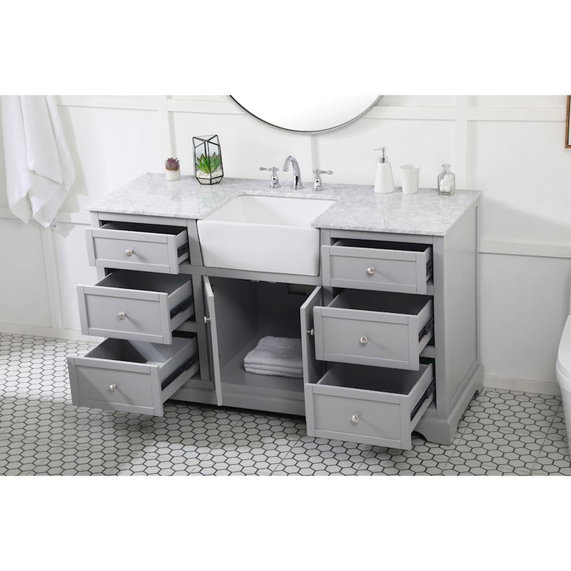 Elegant Kitchen/Bath Franklin 60" Single Bathroom Vanity, Grey