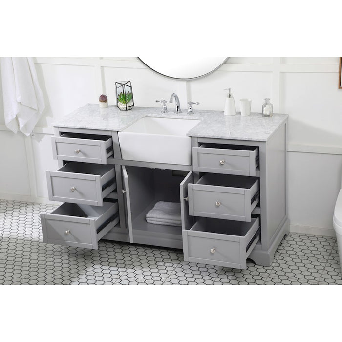Elegant Kitchen/Bath Franklin 60" Single Bathroom Vanity, Grey