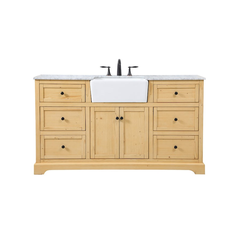 Elegant Franklin 60" Single Bathroom Vanity, Natural Wood - VF60260NW