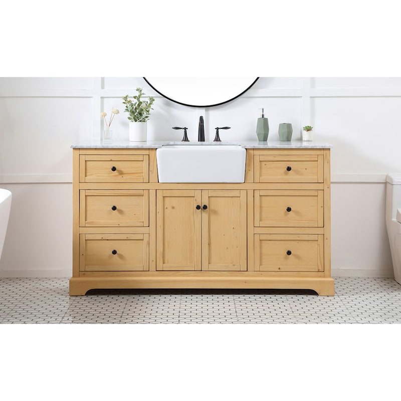 Elegant Franklin 60" Single Bathroom Vanity, Natural Wood