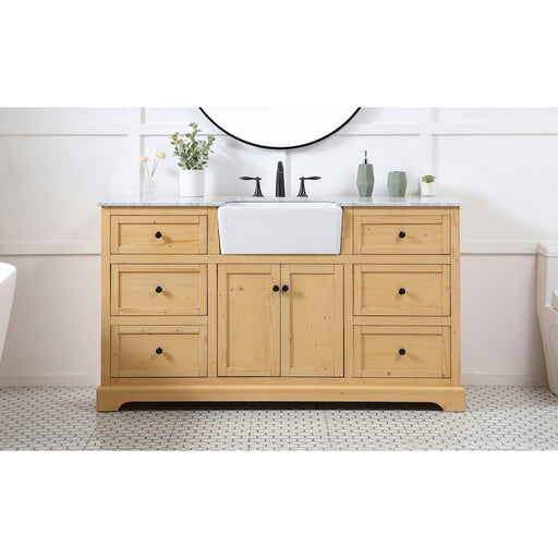 Elegant Franklin 60" Single Bathroom Vanity, Natural Wood