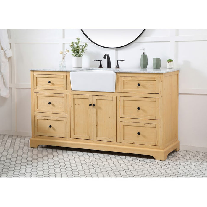 Elegant Franklin 60" Single Bathroom Vanity, Natural Wood