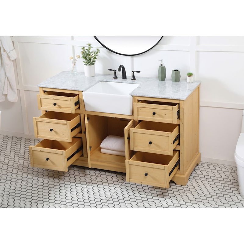 Elegant Franklin 60" Single Bathroom Vanity, Natural Wood