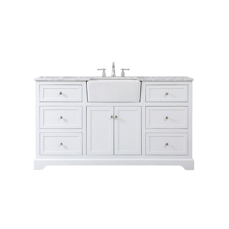 Elegant Kitchen/Bath Franklin 60" Single Bathroom Vanity, White - VF60260WH