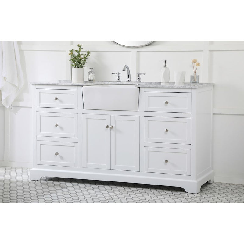Elegant Kitchen/Bath Franklin 60" Single Bathroom Vanity, White