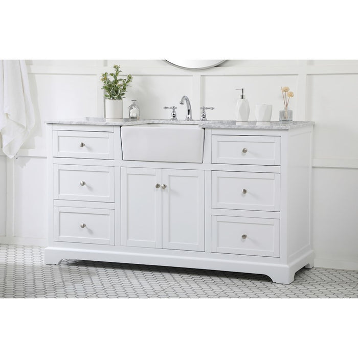 Elegant Kitchen/Bath Franklin 60" Single Bathroom Vanity, White