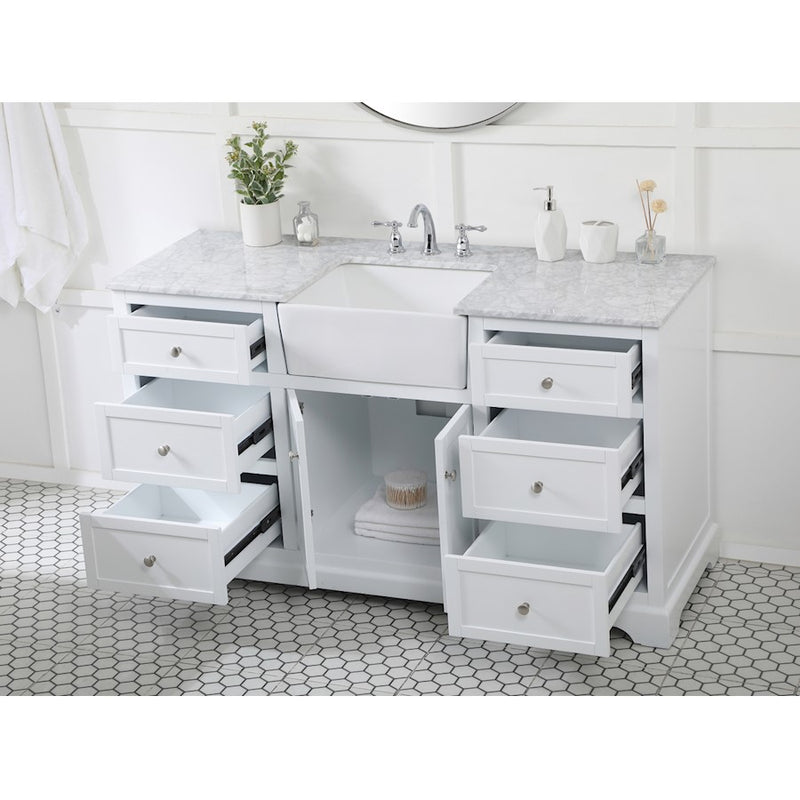 Elegant Kitchen/Bath Franklin 60" Single Bathroom Vanity, White