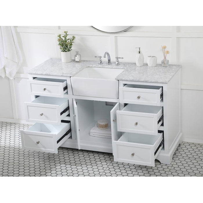 Elegant Kitchen/Bath Franklin 60" Single Bathroom Vanity, White