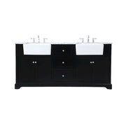 Elegant Kitchen/Bath Franklin 72" Double Bathroom Vanity, Black - VF60272DBK