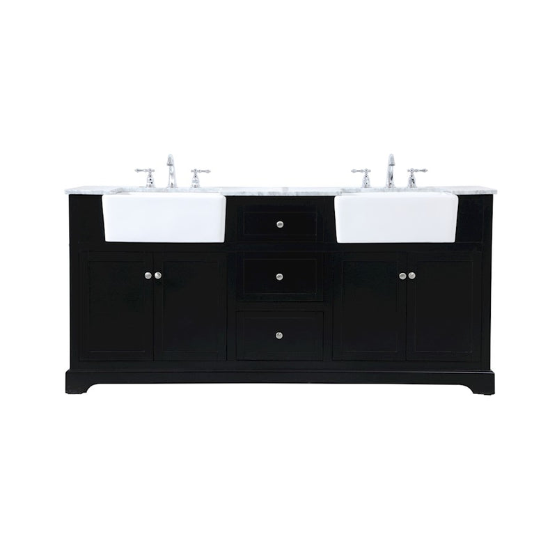 Elegant Kitchen/Bath Franklin 72" Double Bathroom Vanity, Black - VF60272DBK