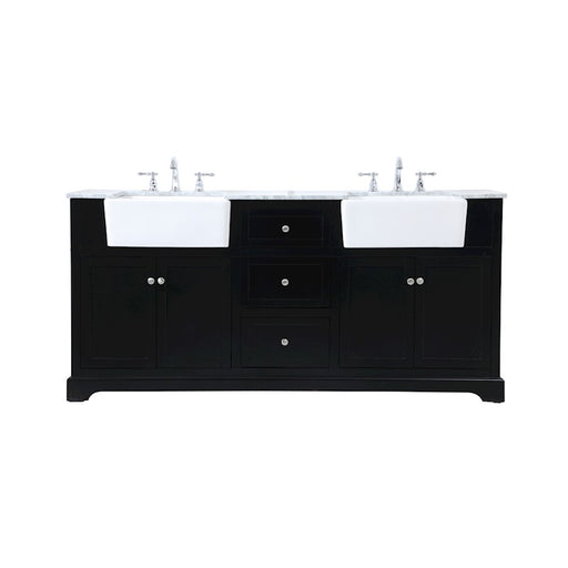 Elegant Kitchen/Bath Franklin 72" Double Bathroom Vanity, Black - VF60272DBK