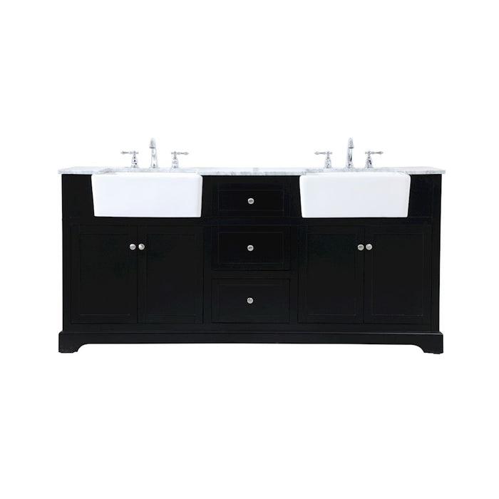 Elegant Kitchen/Bath Franklin 72" Double Bathroom Vanity, Black - VF60272DBK