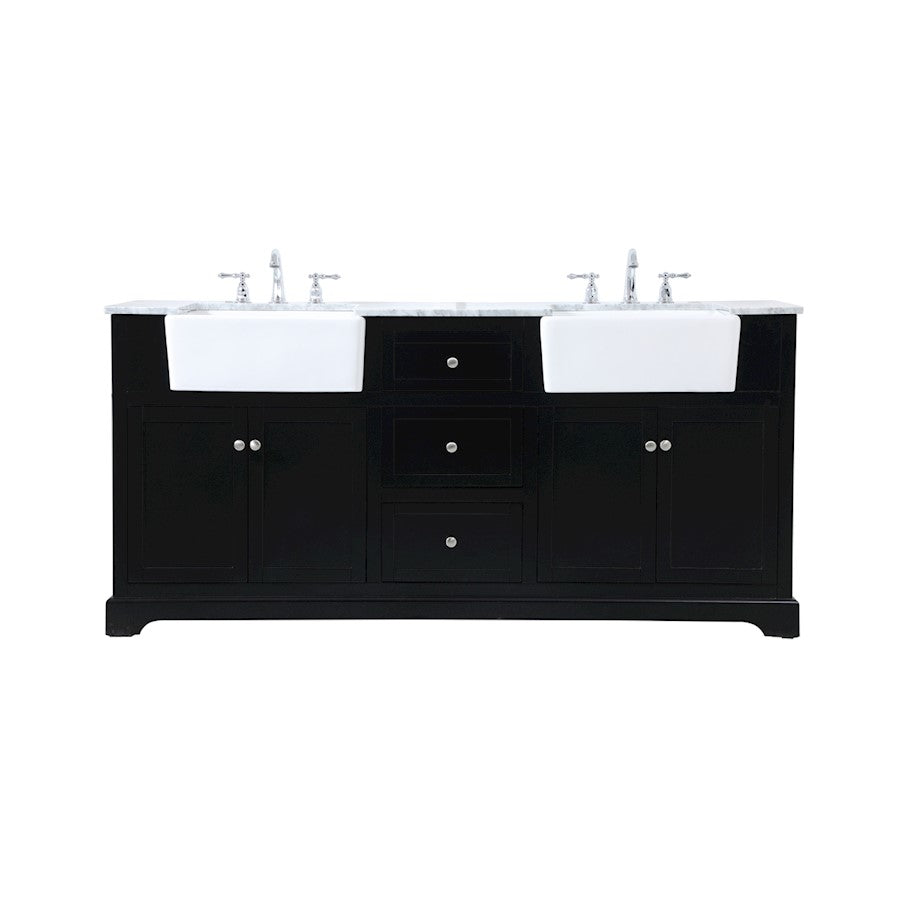 Elegant Kitchen/Bath Franklin 72" Double Bathroom Vanity, Black - VF60272DBK
