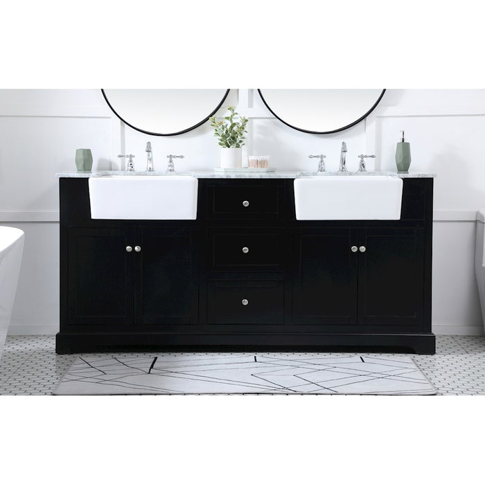 Elegant Kitchen/Bath Franklin 72" Double Bathroom Vanity, Black