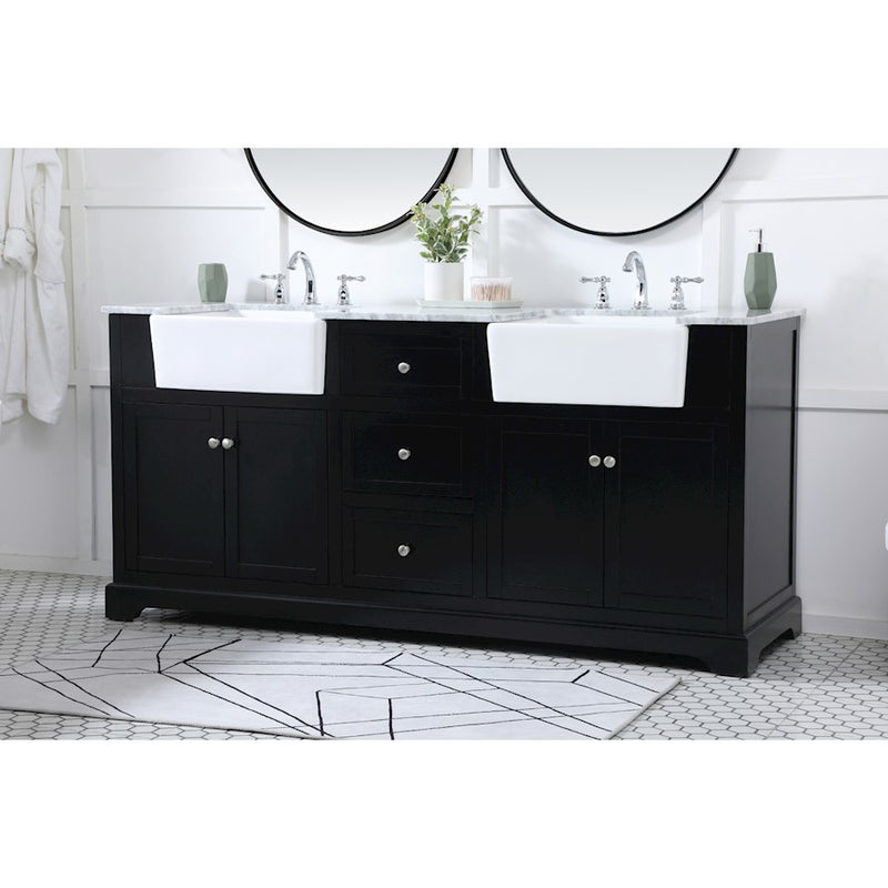 Elegant Kitchen/Bath Franklin 72" Double Bathroom Vanity, Black