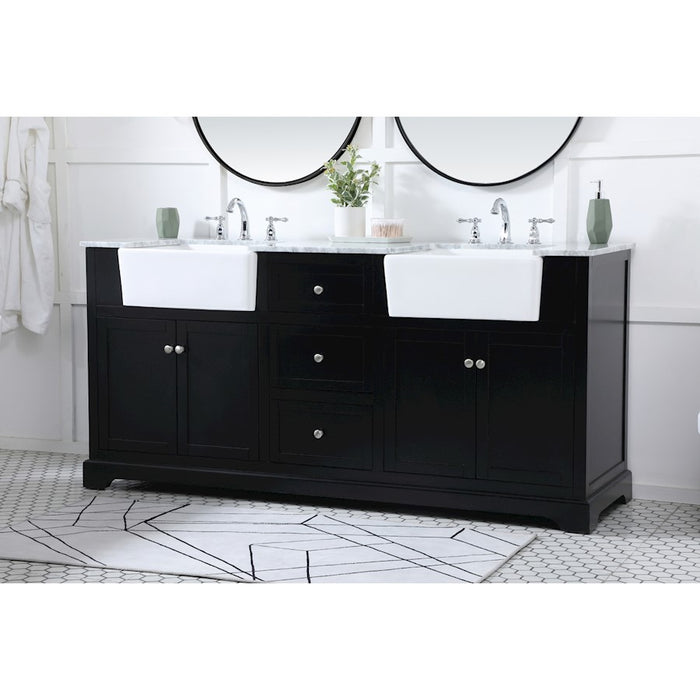 Elegant Kitchen/Bath Franklin 72" Double Bathroom Vanity, Black