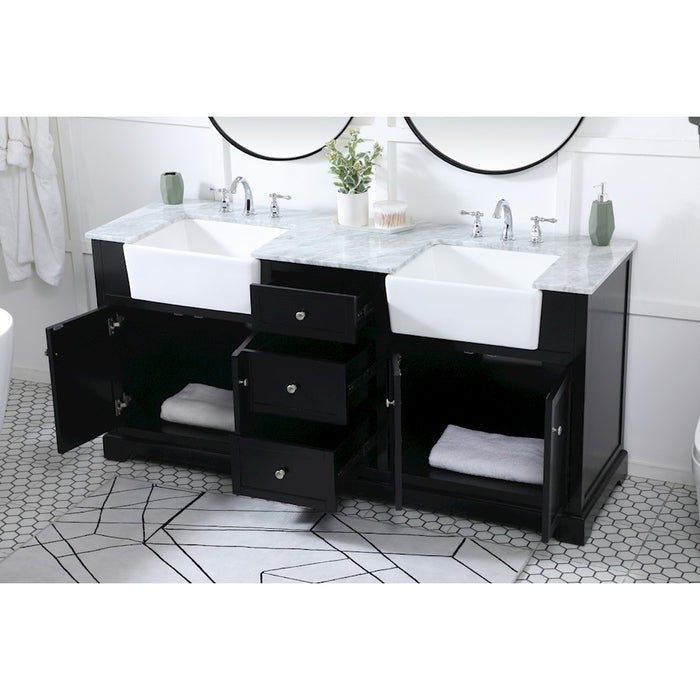 Elegant Kitchen/Bath Franklin 72" Double Bathroom Vanity, Black